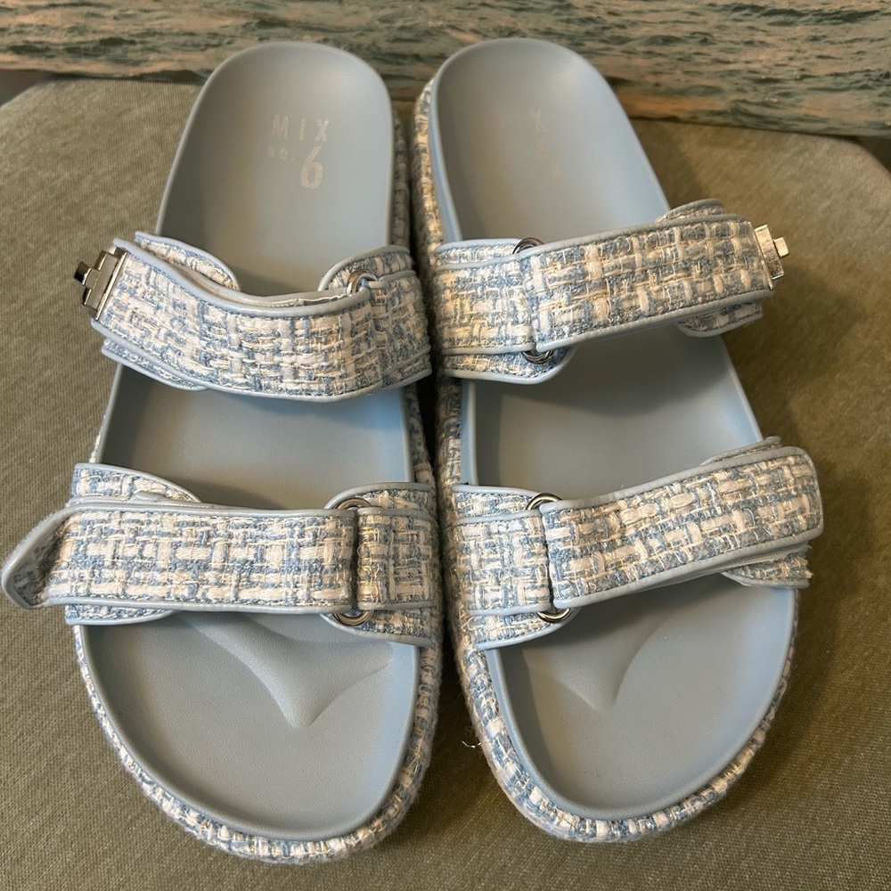 Mix No. 6 Light Blue Tweed Sandals
